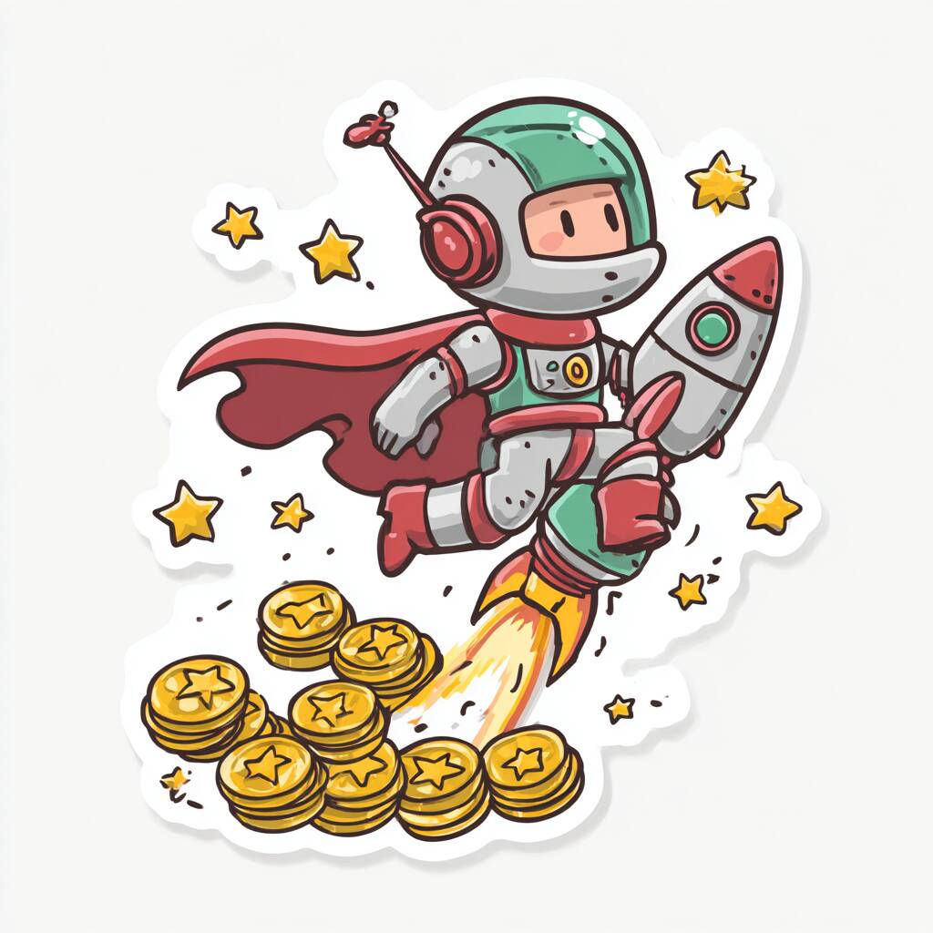 A fun cartoon character, Lucky Joe, flying with a jetpack and leaving a trail of stars, representing the Lucky Jet game.